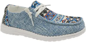 Women's Aztec Print Canvas Loafer Shoes Ethnic Lace-up Slip-on Sneakers Wide Width and Lightweight Arch Support Walking Shoes Comfortable