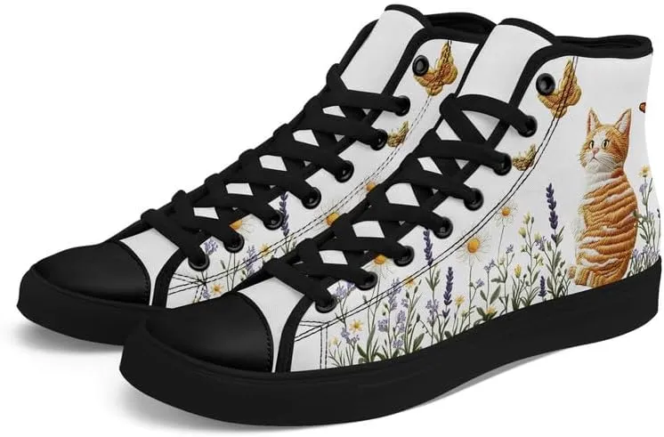 Womens Canvas Shoes High Top Sneakers Lace up Casual Trainers Plimsoles Flat Shoes