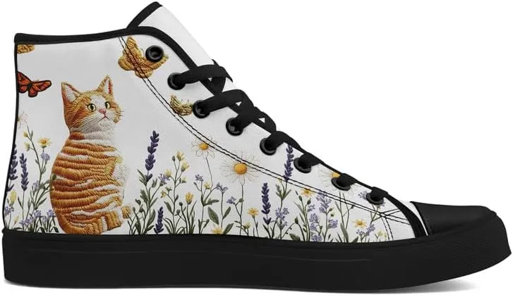 Womens Canvas Shoes High Top Sneakers Lace up Casual Trainers Plimsoles Flat Shoes