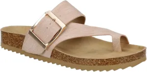 Women's Faux Leather Slip-On Single Band Toe Strap Cork Bed Sandal