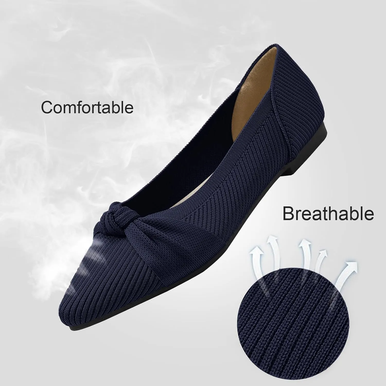 Women's Flats Shoes Comfortable Dressy Pointed Toe Knit Washable Ballet Flat
