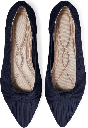 Women's Flats Shoes Comfortable Dressy Pointed Toe Knit Washable Ballet Flat