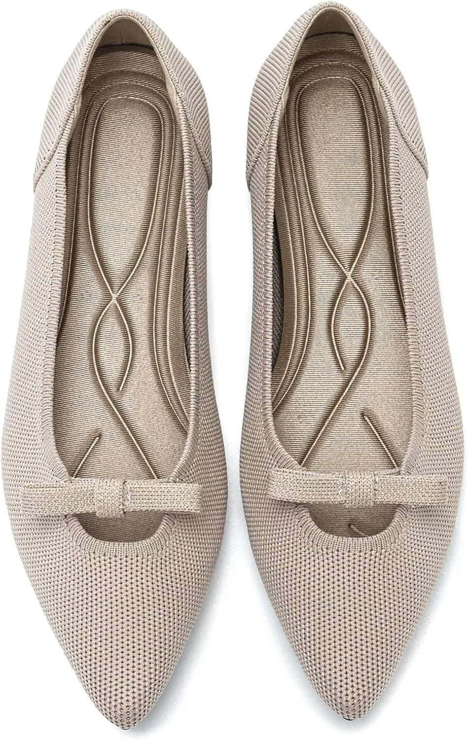 Women's Flats Shoes Comfortable Slip On Shoes Classic Dressy Pointed Toe Bow Knit Ballet Flat