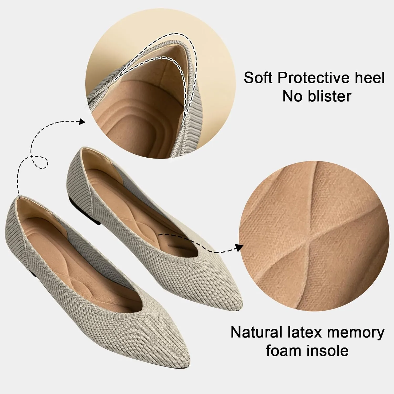 Women's Flats Shoes Pointed Toe Knit Ballet Comfortable Dressy Slip On Flat