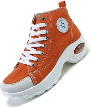 Women's High Top Heightened Sole Air Cusion Causal Fashion Sneakers Canvas Shoes
