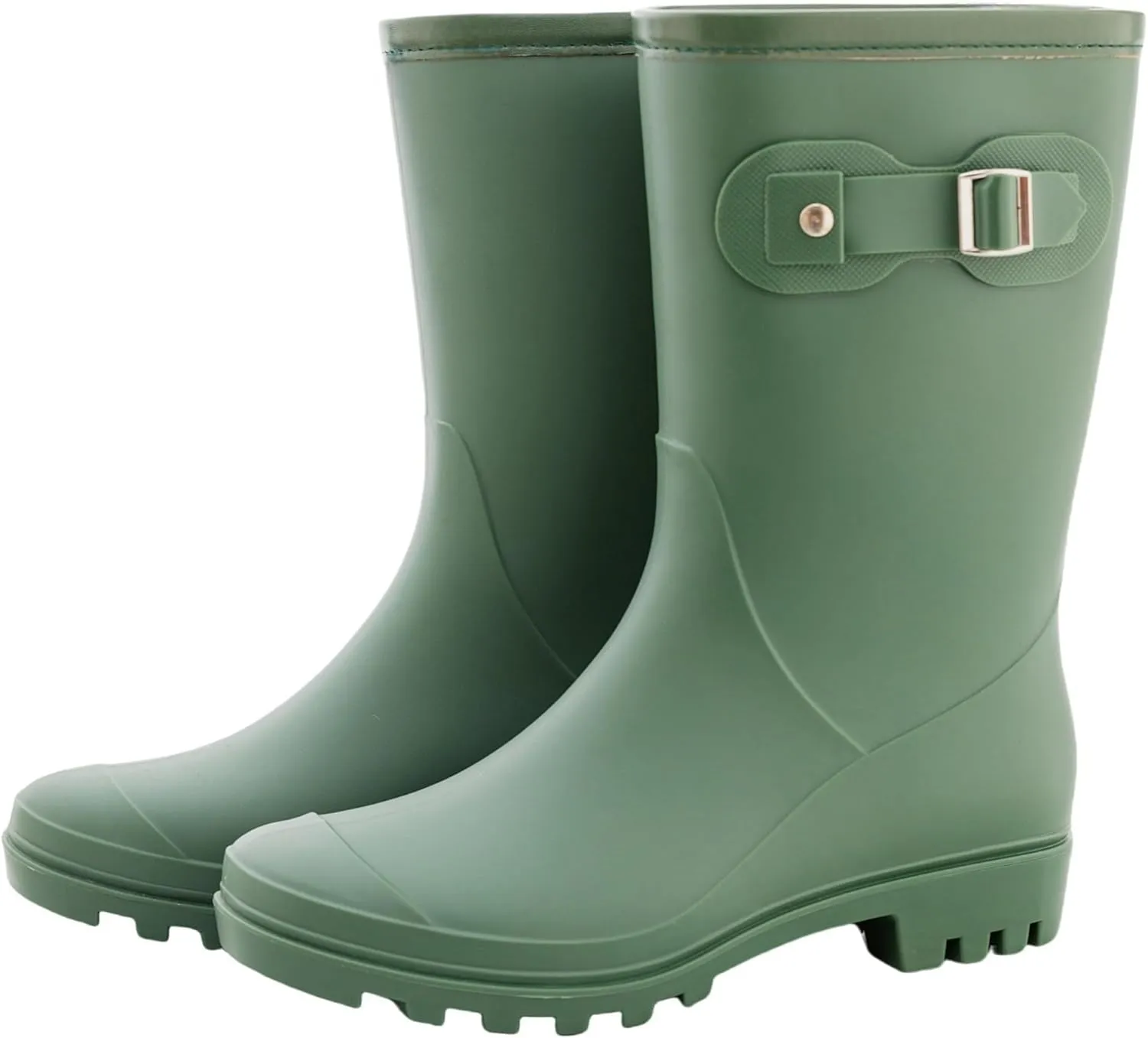 Women's Mid Calf Rain Boots Waterproof Fashion Garden Shoes Anti-slipping Rainboots For Women Comfortable Insole Light Rain Shoes