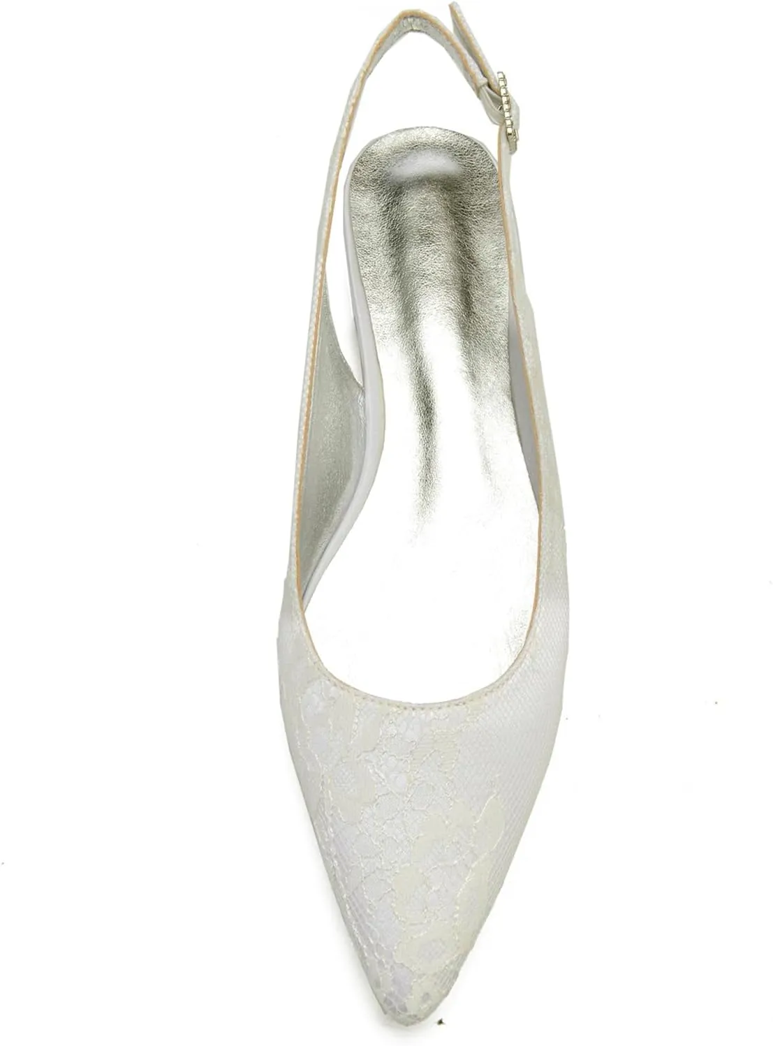 Women's Pointed Lace Slingback Low Heel Bridal Pumps Closed Toe Flats Evening Prom Party Dress Shoes