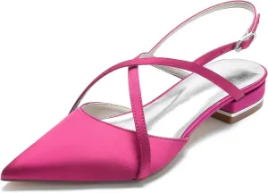 Women's Pointed Toe Wedding Shoes Low Heel Bridal Sandals Crisscross Strap Ankle Strap Buckle Shoes