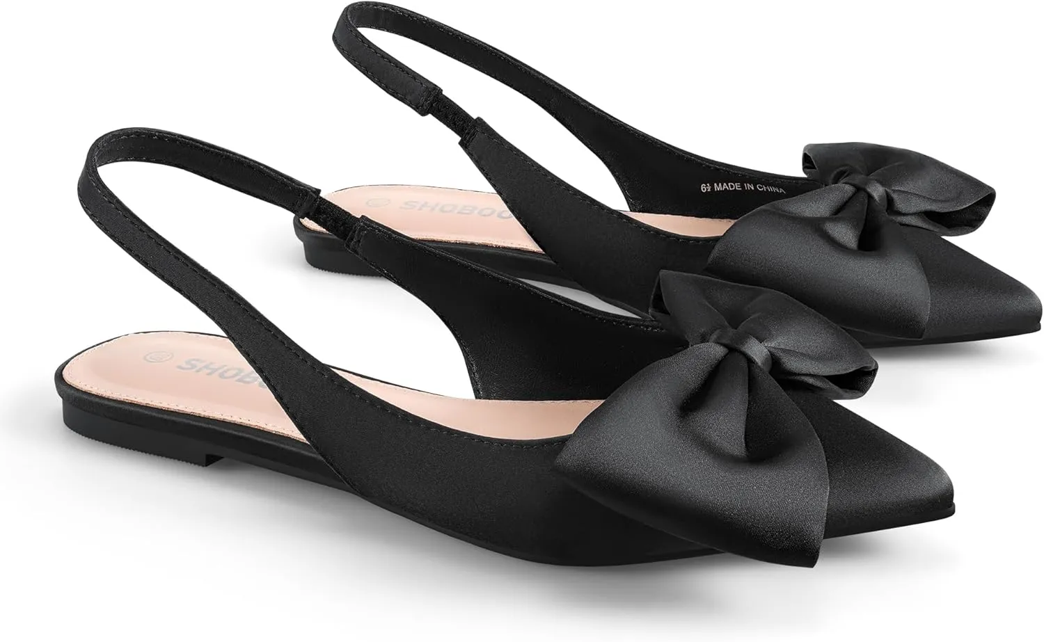Women’s Slingback Flats with Bow Pointed Toe Ballet Flats Dress Shoes Comfortable Slip On Stain Flat