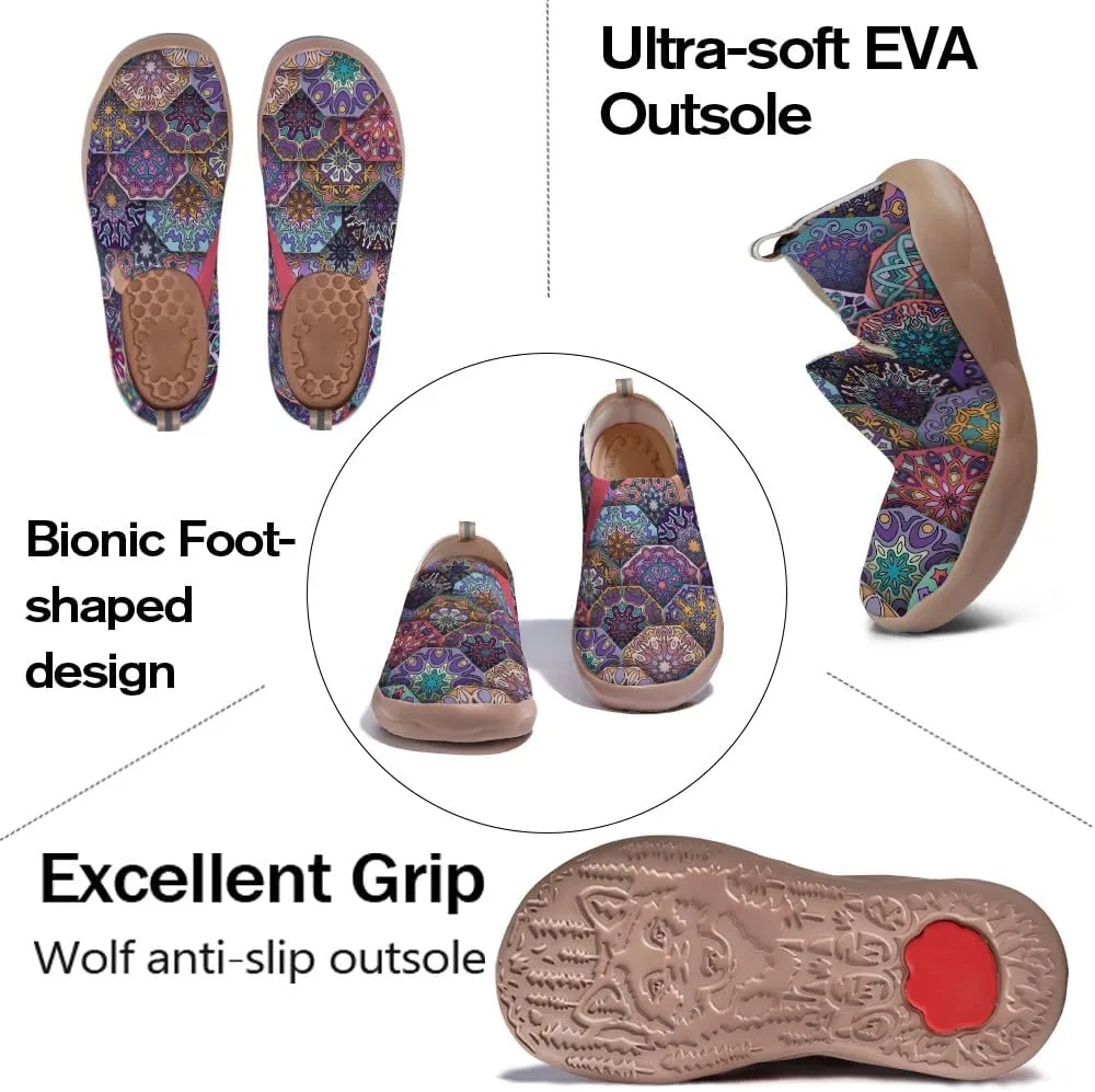 Women's Slip-On Loafers Painted Travel Shoes Walking Breathable Knit Mesh Ladies Fashion Art Sneaker