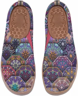 Women's Slip-On Loafers Painted Travel Shoes Walking Breathable Knit Mesh Ladies Fashion Art Sneaker