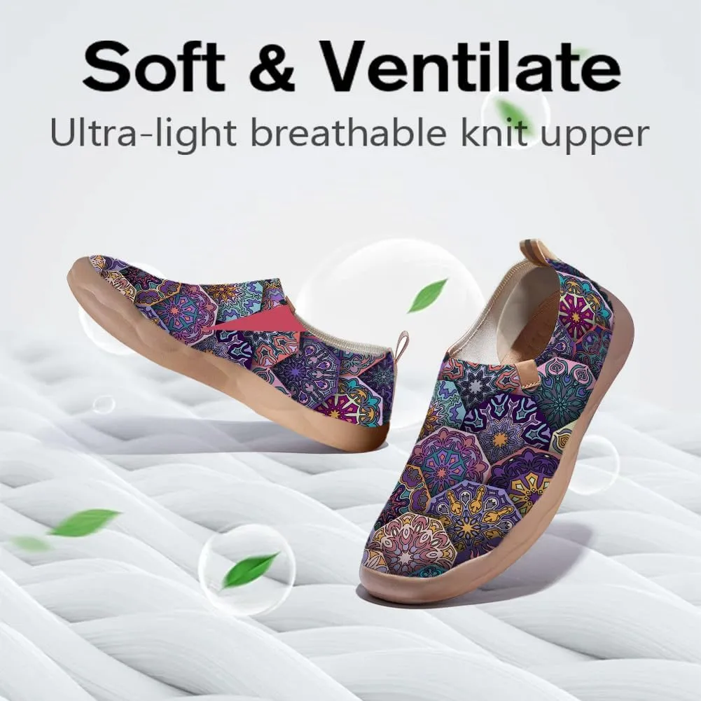 Women's Slip-On Loafers Painted Travel Shoes Walking Breathable Knit Mesh Ladies Fashion Art Sneaker