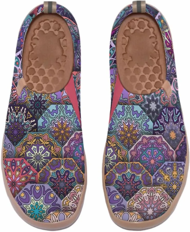 Women's Slip-On Loafers Painted Travel Shoes Walking Breathable Knit Mesh Ladies Fashion Art Sneaker