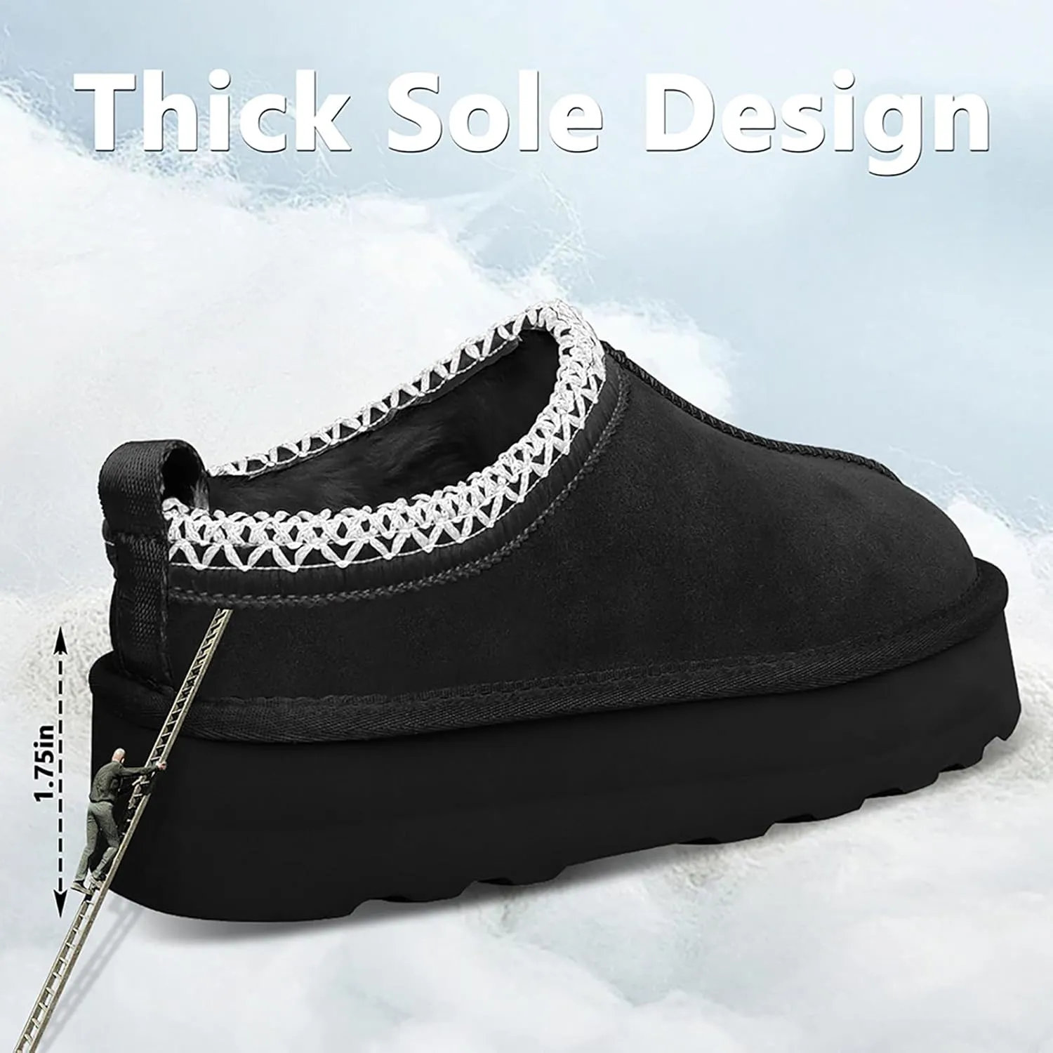 Women's Slippers Platform Mini Boots Short Ankle Boot Fur Fleece Lined Sneakers House slippers Anti-Slip Boot For Outdoor